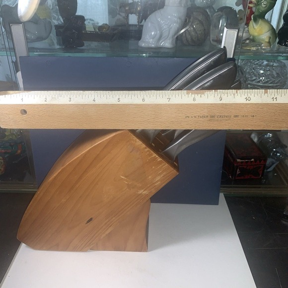 Stainless Steel One Piece Nu-Wave Kichen Knife Set Of 5 With Block - Picture 15 of 15